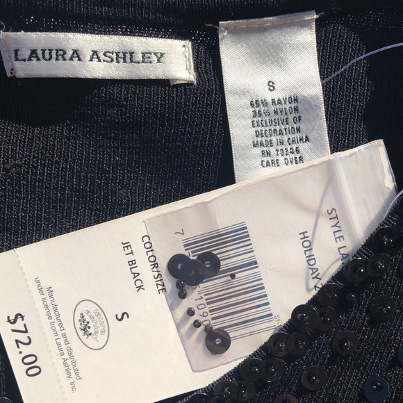 Laura Ashley Vintage Top Size S Sparkle Black Sequins Holiday Pullover NWT - Picture 6 of 8
